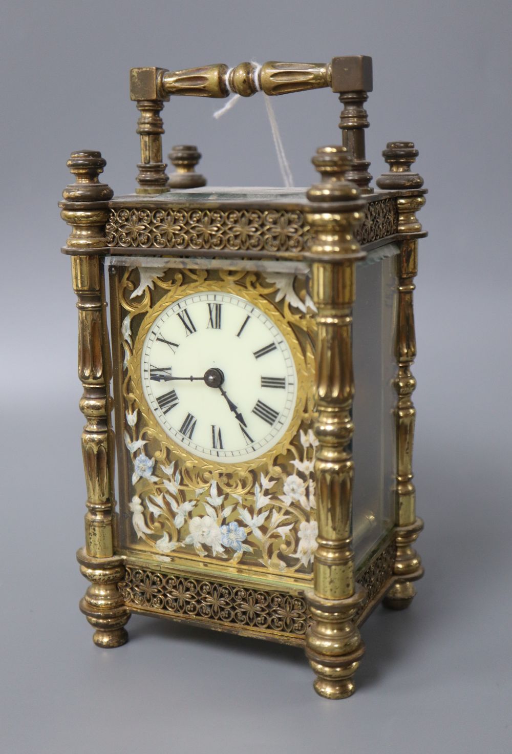 An enamelled faced carriage timepiece
